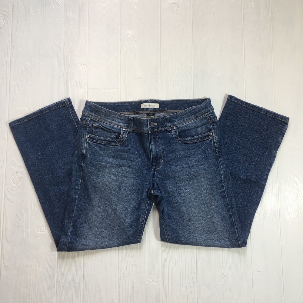 ❤️WHBM Blanc Straight Leg Denim Jeans Size 8 - Picture 1 of 7